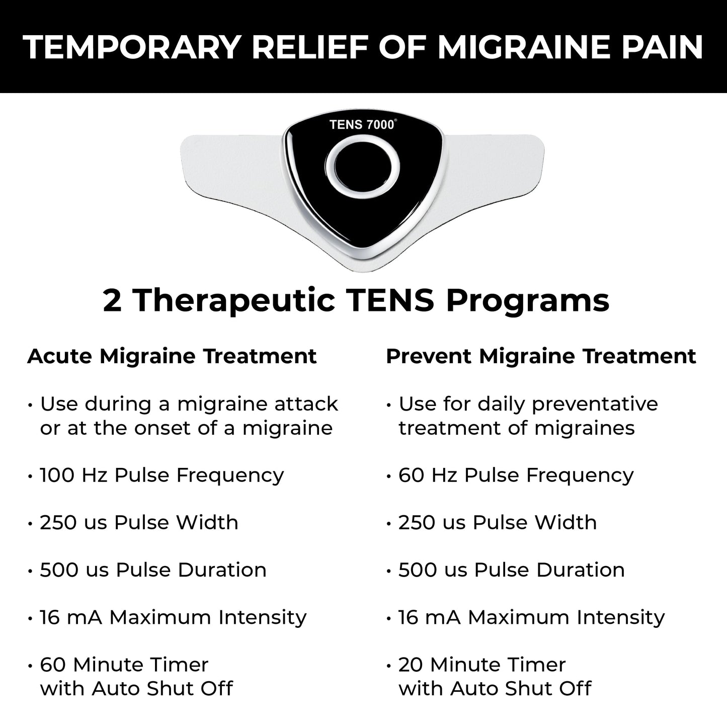 TENS 7000 Migraine Relief Device, Migraine Relief Wearable for Migraines and Migraña, Drug-Free Pain Relief Product