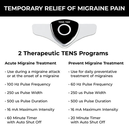 TENS 7000 Migraine Relief Device, Migraine Relief Wearable for Migraines and Migraña, Drug-Free Pain Relief Product
