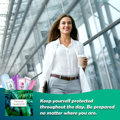 Green Fern Style Menstrual Kit All-in-One 50 Pack | Convenience on The Go | Period Kit Pack for Travelling, Tweens & Teenagers or just When You’re Out | Individually Wrapped Feminine Hygiene Product…