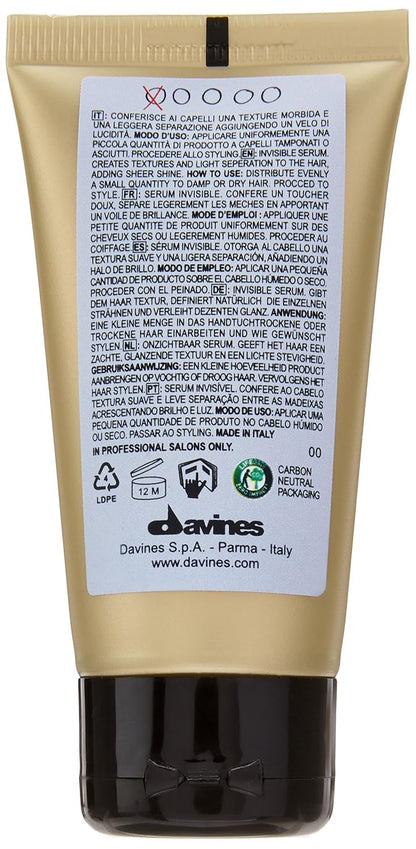 Davines This Is An Invisible Serum, Light Hold Anti-Frizz & Satiny Look - Soft Texture & Separation - Creates Casual "Undone" Styles, Travel Size, 1.69 Fl Oz
