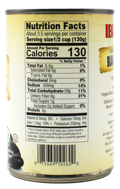 Iberia Organic Black Beans, 15.5 oz (Pack of 8)