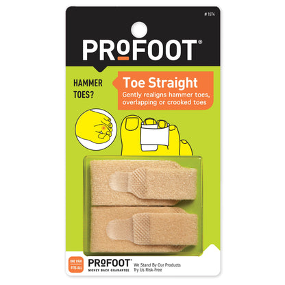 PROFOOT Toe Straight Hammertoe Wrap, Toe Straightener to Realign Overlapping or Crooked Toes, Hammer Toe Corrector for Women & Men, Non-Bulky, One Size Fits All, 1 Pair