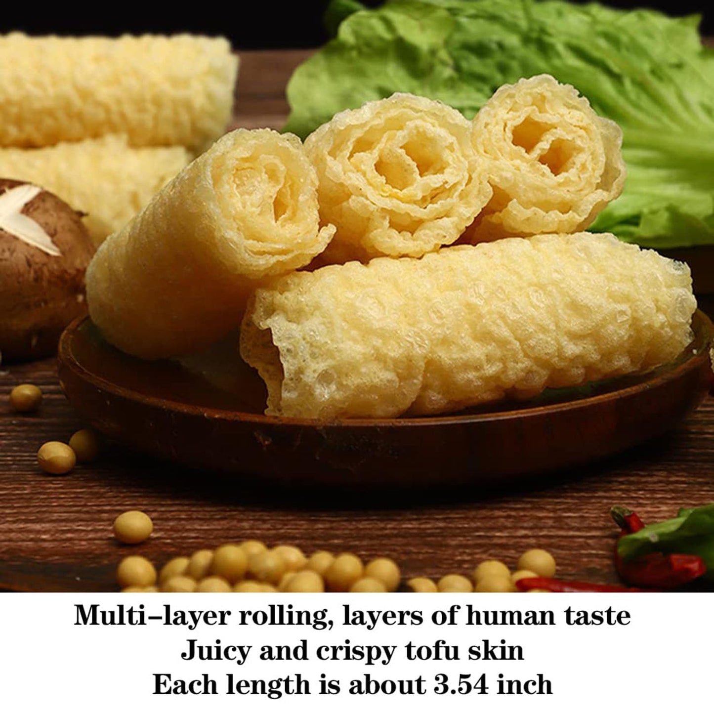 Deep Fried Bean Roll,Crispy Tofu Skin Rolls,Nutritious And Delicious Tofu Skin, The Best Match For Hot Pot And Soup Noodles,响铃卷，脆皮卷(240G / 8.46oz)