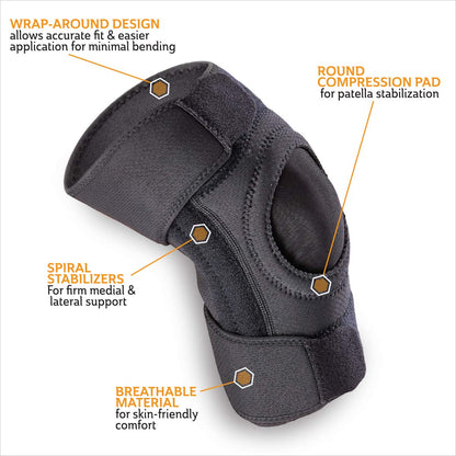 Curad Performance Series Knee Support Designed for Active Seniors 50+, Large Easy to Grip Tabs & Loops for Easier Application, Helps with Sprains & Strains