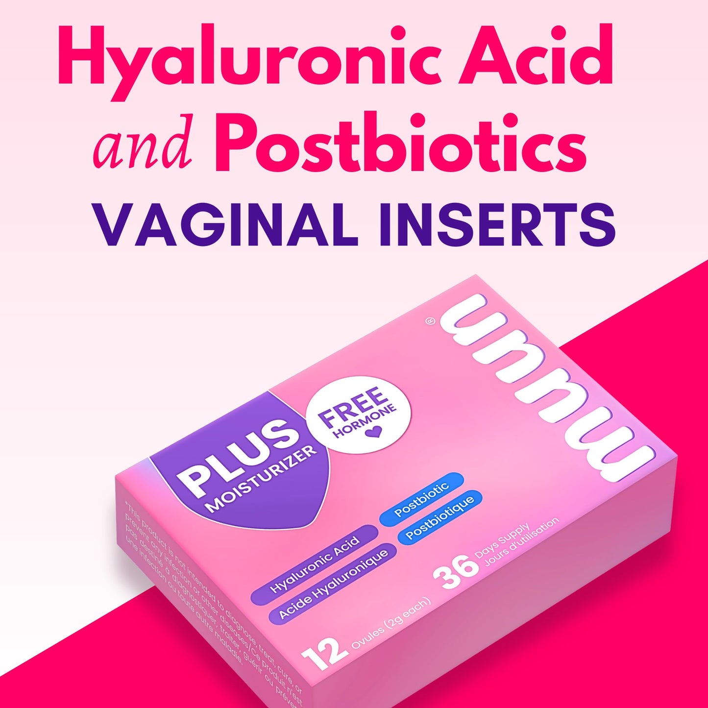Muun Hyaluronic Acid Vaginal Moisturizer with Postbiotics (12 Count) – Hormone-Free Feminine Care for Daily Moisture & Comfort