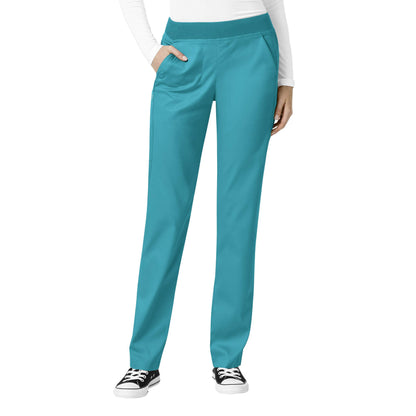 WonderWink PRO Women's Knit Waist Cargo Scrub Pant, Teal Blue, S Tall