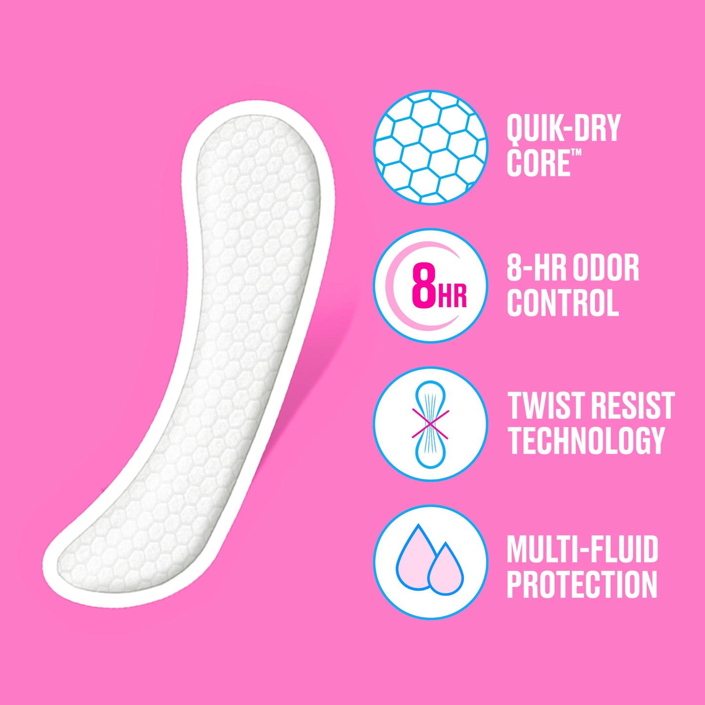 Carefree Regular Panty Liners, Extra Long, Unscented, 93ct, 8 Hour Odor Control