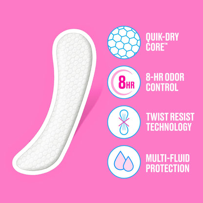 Carefree Regular Panty Liners, Extra Long, Unscented, 93ct, 8 Hour Odor Control