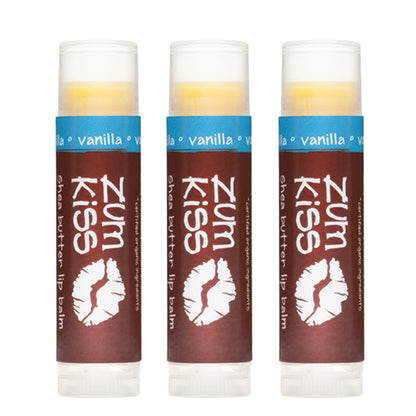 Indigo Wild Zum Kiss Stick - Natural Lip Balm with Organic Beeswax, Sunflower Oil & Vitamin E - Flavored, Hydrating Lip Moisturizer - Vanilla (3 Pack)
