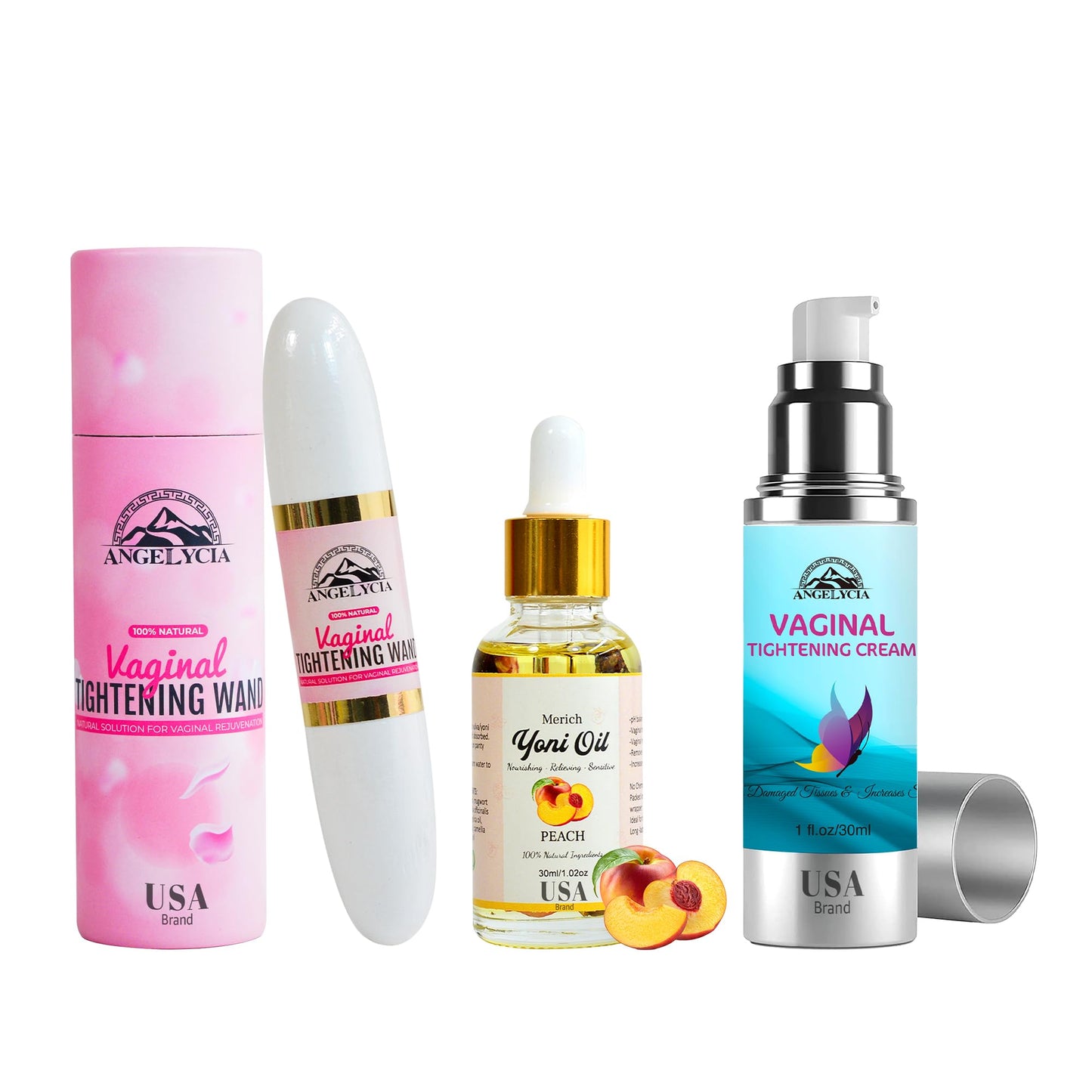 ANGELYCIA Ultimate Feminine Rejuvenation Trio: Wand, Yoni and Cream for Vaginal Tightening, Rejuvenation, Effective Vaginial Tightening Cream, Coochie Tightener Wand and Feminine Yoni Oil
