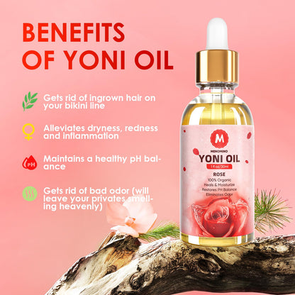 2 Pack Yoni Oil for Women - Organic Rose Feminine Oil, Feminine Deodorant - pH Balance - Eliminates Odor - Yoni Moisturizer, 100% Natural Yoni Essential Oil, 1 fl oz/pc (Rose)
