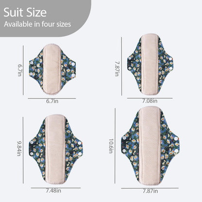 AIO Reusable Washable Cloth Menstrual Pads Sanitary Pad 8 pcs Pads and 2 Mini Wet Bag