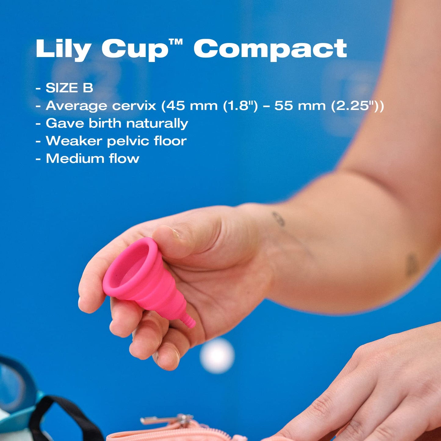 Intimina Lily Cup Compact - Small Menstrual Cup with Flat-fold Compact Design, Disposable Menstrual Cups, Period Cup Reusable (B)