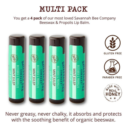 Savannah Bee Company Mint Julep Lip Balm, 0.15-Ounce (Pack of 4)