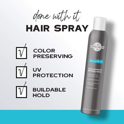 Keracolor Color Preserving Finishing Hair Spray, Keratin Infused UV Protection, Color Enhancement, Buildable Hold, 10 Fl Oz