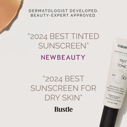 MDSolarSciences Tint + Tone Sheer Tinted Moisturizer SPF 50 | Evens Skin Tone, Brightens & Hydrates | Ceramides, Antioxidants & Vitamin C | Clinically Proven | Safe for Sensitive Skin (1.7 Fl Oz)