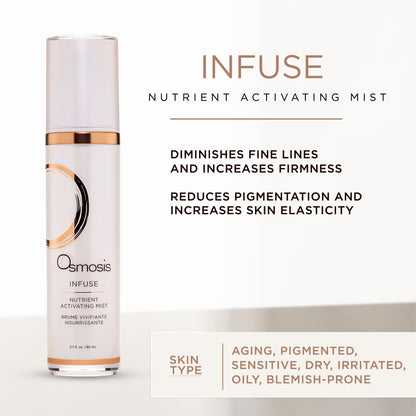 Osmosis Infuse Nutrient Hydrating Facial Mist, Plant-Based Minerals, Smooths, Enhances Product Penetration for All Skin Types, 2.7 Fl Oz