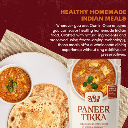 The Cumin Club's Instant Paneer Tikka Masala - Authentic Indian Meal with Regional Flavors, Ready to Eat in Just 5 Minutes - Pack of 5 Pouches for Convenient and Delicious India Cuisine at Home