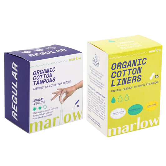 Organic Regular Cotton Tampons with Compact Plant-Based Applicators + Organic Cotton Liners | Fragrance Free, Toxin Free
