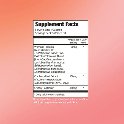 2 Pack Omax Prebiotics & Probiotics Complex for Women, pH Balance, Vaginal Health, Urinary Tract, Yeast, UTI/BV Prevention, Bloating pH 20 Billion CFU | Vegan, Organic, Gluten Free, 60 Vege-Capsules