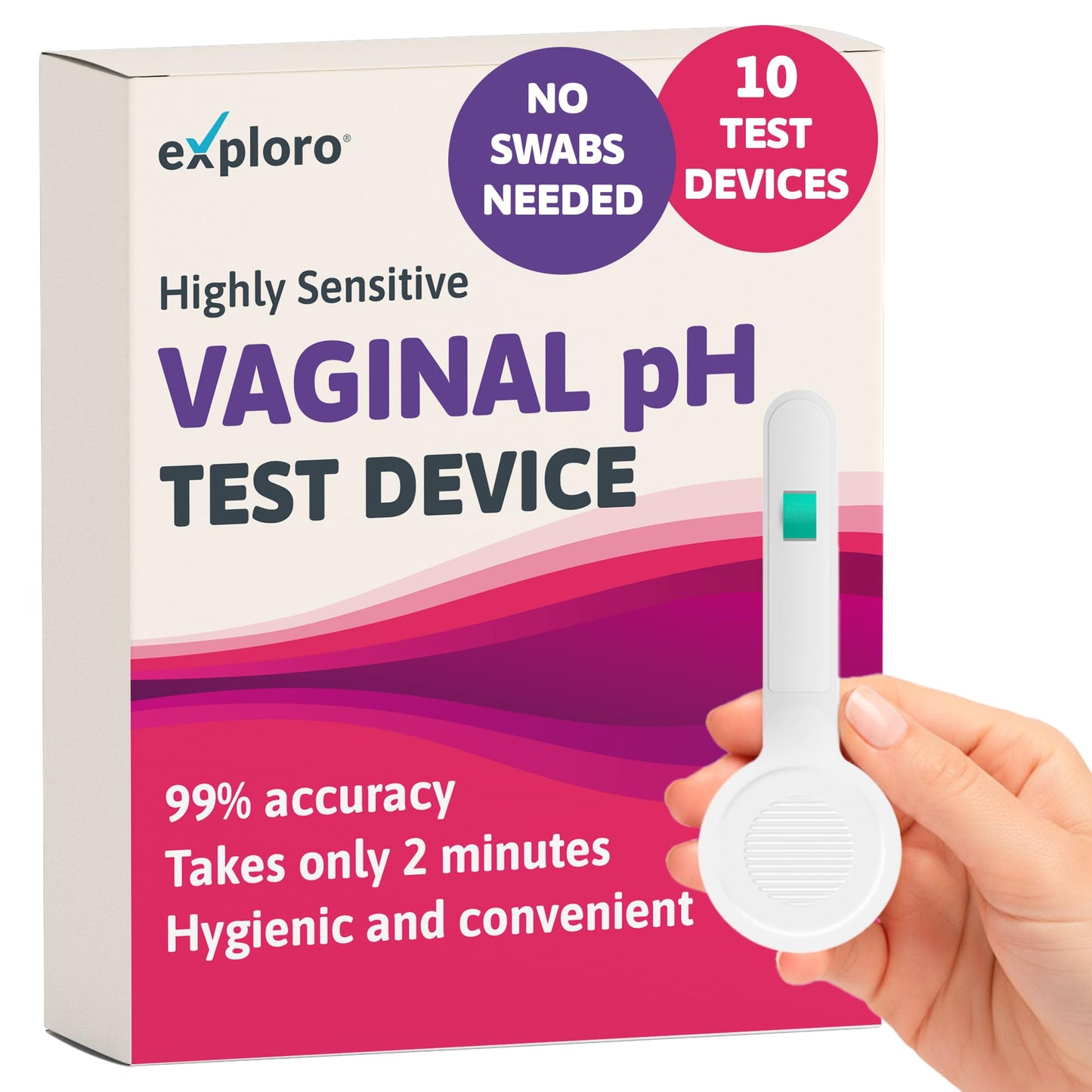 Exploro Vaginal pH Test Strips, BV Test & Yeast Infection Test Kit for Women, Bacterial Vaginosis Test, pH Balance Test Strips for Women, Clinically Tested, 15 Count