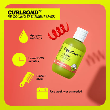 DevaCurl CurlBond Re-Coiling Treatment Mask | Helps Re-Link Broken Bonds | Improves Strength | Protects From Future Damage | All Curl Types