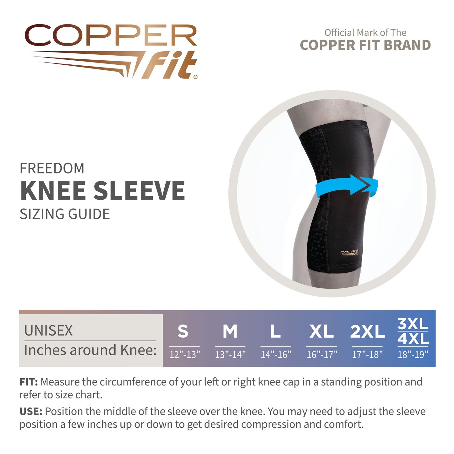 Copper Fit Freedom Knee Compression Sleeve