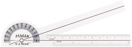 Jamar EZ Read 6.75" (17cm) Goniometer, Easy to Read Manual Hand and Finger Range of Motion Tool for Angle Measuring, Transparent Protractor for Accurate Measuring, Inch & Centimeter Linear Measurement