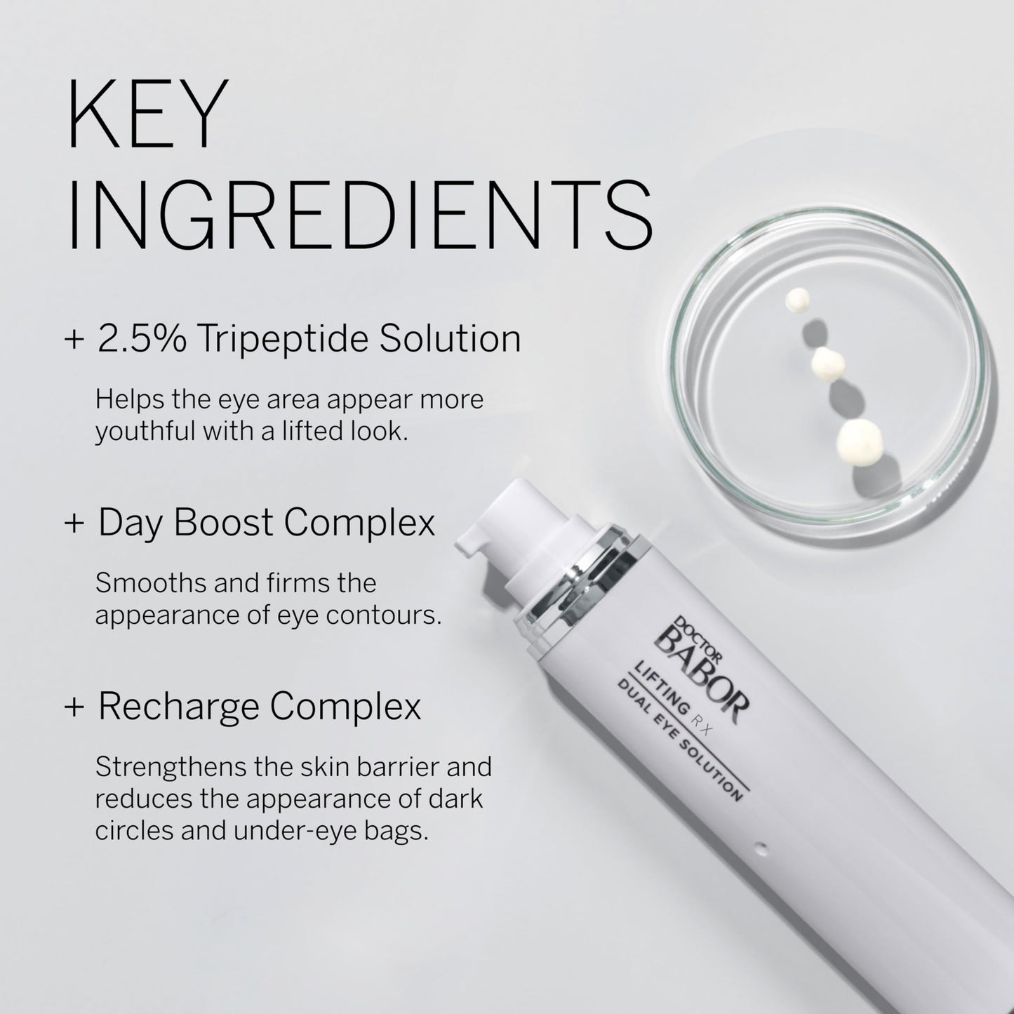 DOCTOR BABOR Lifting Rx Dual Eye Solution, Morning & Night Eye Cream, Day Boost Complex Smooths & Firms, Night Recharge Complex Reduces Dark Circles & Under-Eye Bags, Target Crow's Feet & Wrinkles