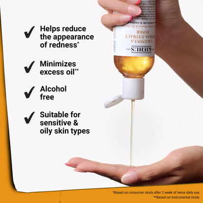 Kiehl's Calendula Herbal Extract Alcohol-Free Toner, Soothing Facial Toner for Normal to Oily Skin, Visibly Reduces Redness & Oil, Improves Skin Texture, Paraben-Free, Fragrance-Free, Non-acnegenic