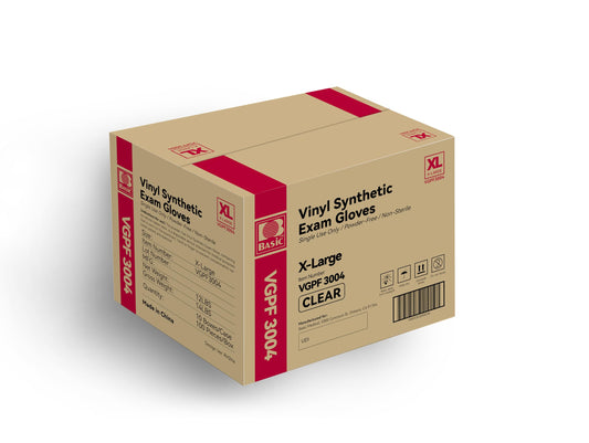 Basic Diagnostic VGPF3004 Clear Vinyl Exam Gloves, Latex-Free & Powder-Free, Extra-Large, Pack of 1000