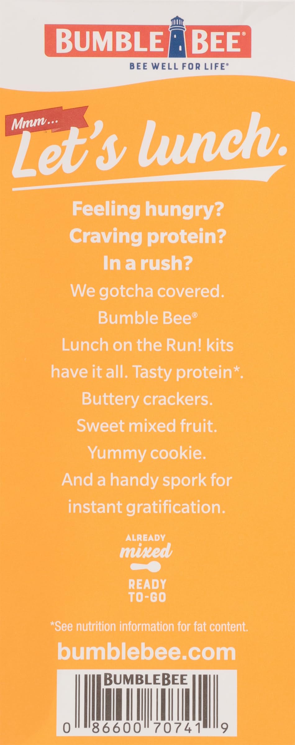 Bumble Bee Lunch On The Run Chicken Salad with Crackers Kit, 8.2 oz (Pack of 4) - Ready to Eat, Includes Crackers, Cookie & Mixed Fruit - Shelf Stable & Convenient Source of Protein, Easy Open Can