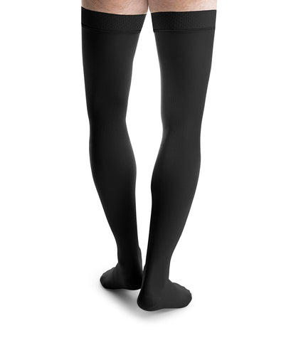 JOBST 115414 forMen Ribbed Dress Compression Stocking, Thigh High, 30-40mmHg, Closed Toe, Large, Black