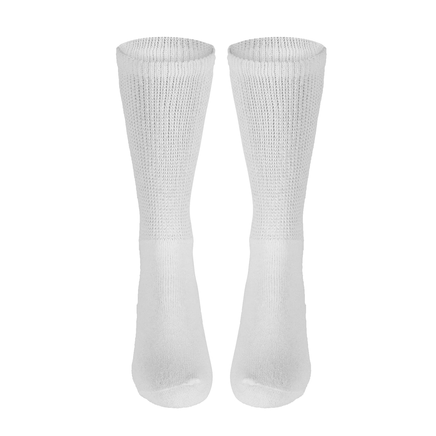 Truform Premiere Diabetic Socks for Men and Women, Medical Style Crew Length, Mid Calf Height, White, Large