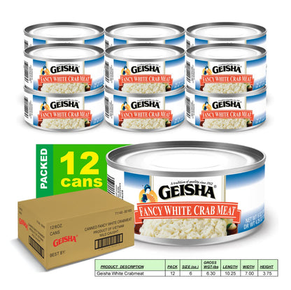 GEISHA Fancy White Crab Meat 6OZ. (Pack of 12), Swimming Crab| Hand Packed － Good Source of Protein － Wild Caught －Carefully Selected