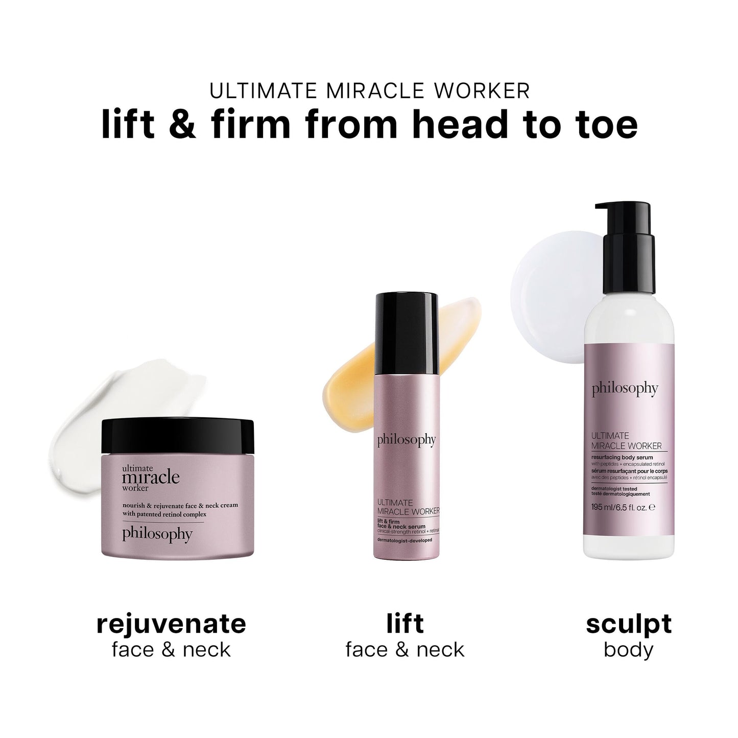 philosophy ultimate miracle worker lift & firm face & neck serum – with encapsulated retinol & retinal ­– anti-aging serum ­– peptide complex – for all skin types