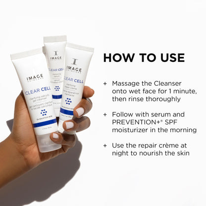 IMAGE Skincare, Clear Cell 3-Step Introductory Regimen Set for Clear Pores and Healthy Looking Skin, White, 3.2 Ounce