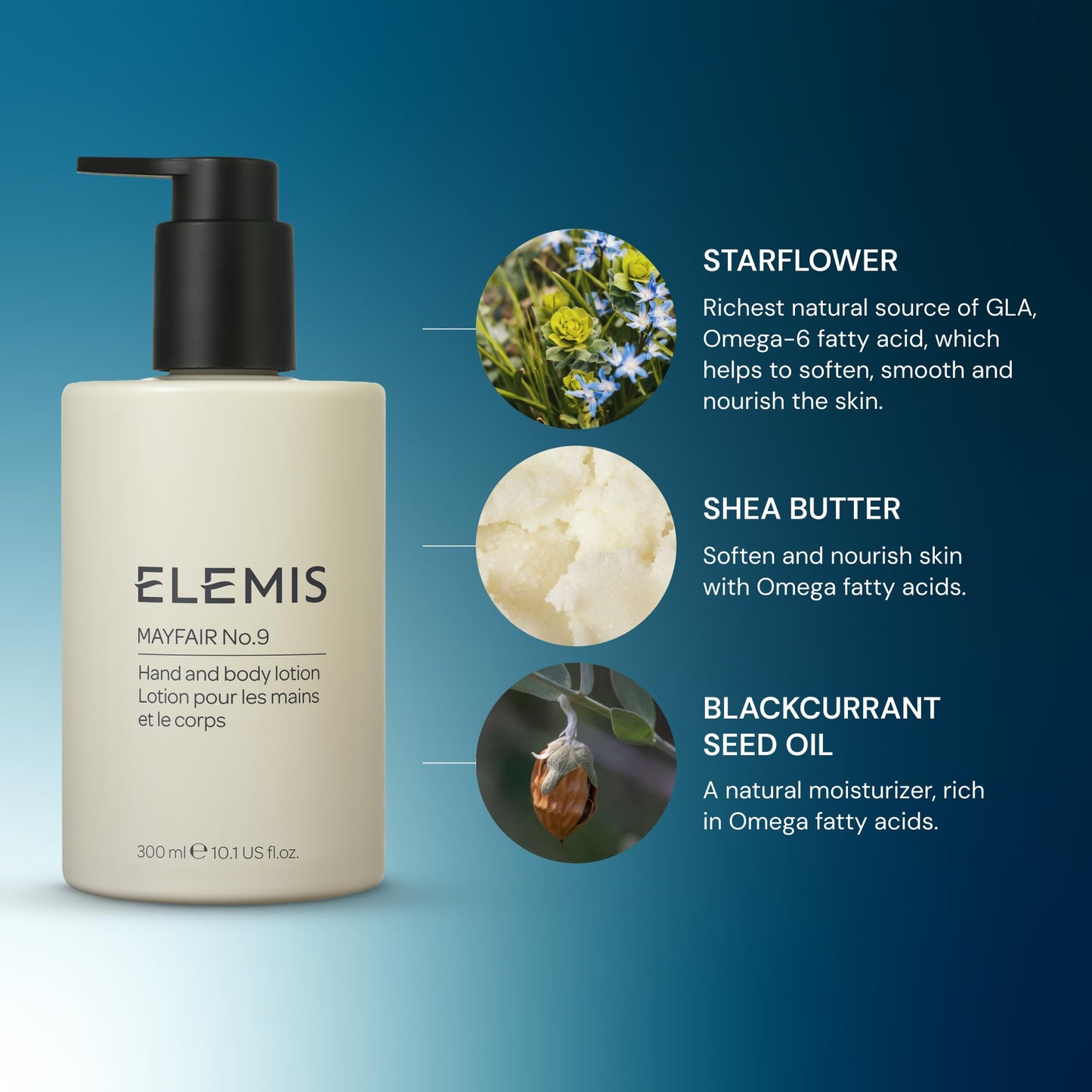 ELEMIS Mayfair No.9 Hand & Body Lotion, Lightweight Formula Hydrates, Softens, and Moisturizes Skin with Sustainable Shea Butter and Borage Oil