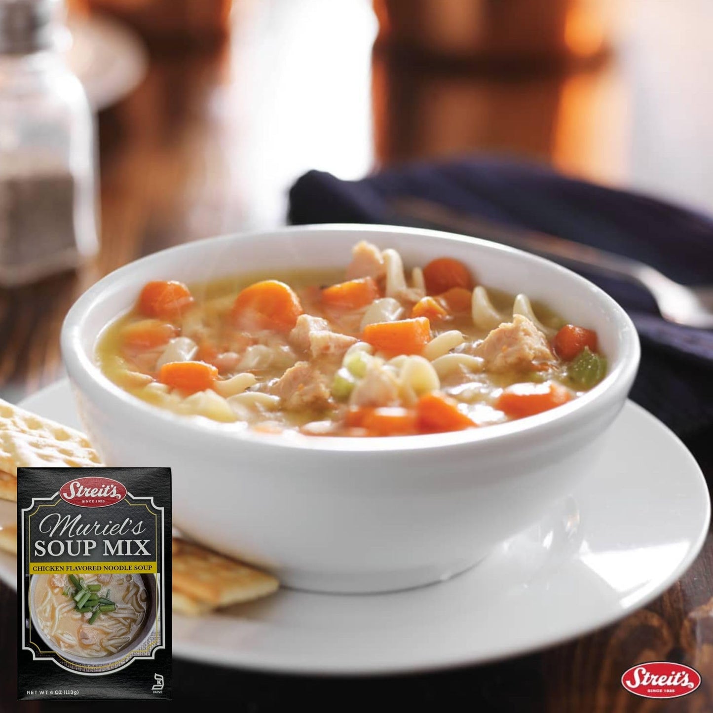 Streit's Chicken Noodle Soup - Muriel's Soup Mix, Kosher Certified, No MSG or Hydrogenated Oils, Just Add Water, Family Owned (4oz, Pack of 3)