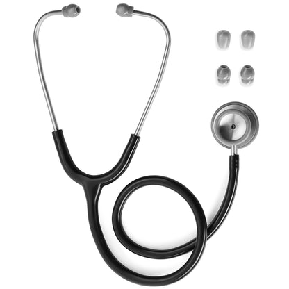 Primacare First Classic Dual Head Stethoscope, Stainless Steel Chestpiece, Professional Medical Stethoscope for Doctors, Nurses, Students, Adult & Pediatric, Black
