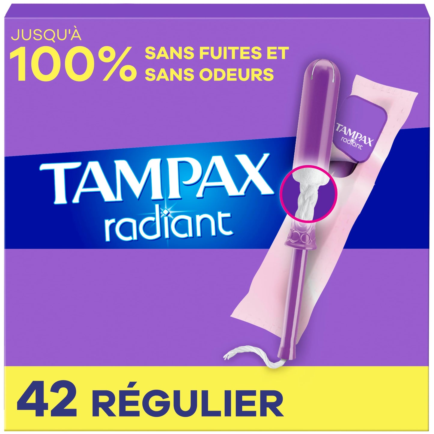 Tampax Radiant Tampons 42 R 2.7X 3/4/ 42ct, Pink and Blue