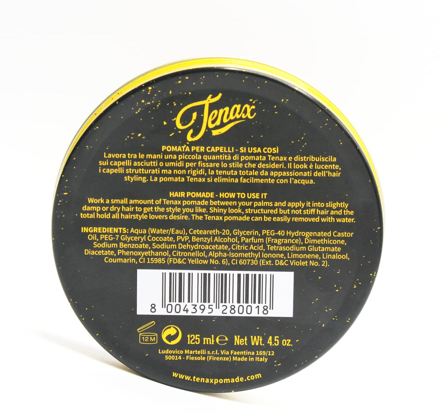 Tenax Water Soluble Pomade, Strong Hold with Clean Shine, 4.5 oz
