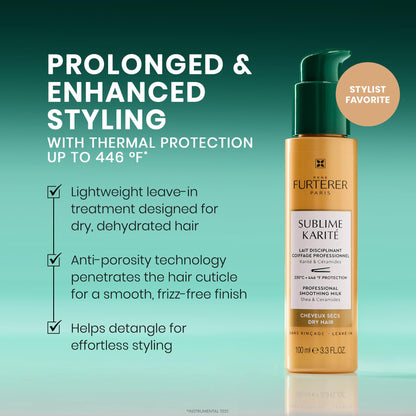 René Furterer Sublime Karité Professional Smoothing Milk - Shea butter, Ylang-Ylang Essential Oil & Ceramides 3.3 fl oz.