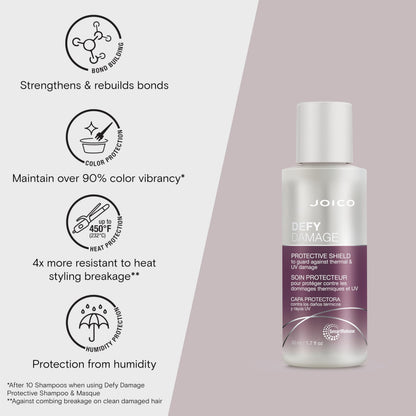 Joico Defy Damage Protective Shield | For Damaged, Color-Treated Hair | Protect Against UV & Thermal Damage | Strengthen Bonds & Preserve Hair Color | With Moringa Seed Oil & Arginine