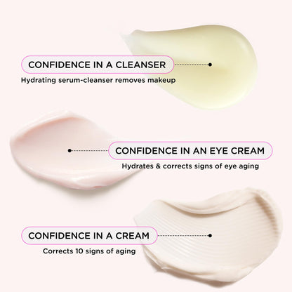 IT Cosmetics Unwrap Healthy Hydration Anti-aging Skincare Set, 3-Pc Holiday Giftset for Her - Confidence in a Cream Face Moisturizer (Full Size) & Gentle Facial Cleanser & Smoothing Eye Cream
