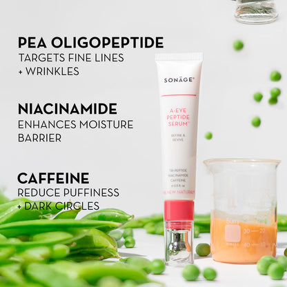 Sonage A-Eye Peptide Serum: for Dark Circles, Puffiness, Under Eye Bags, Wrinkles & Fine Lines | Anti-aging Serum for Eyes