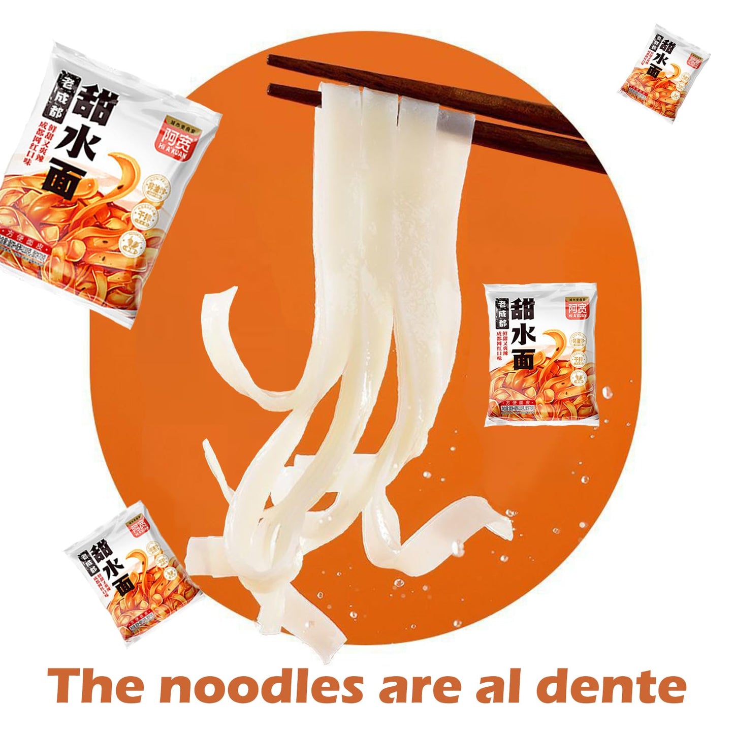 Sweet Spicy Ramen Noodles, Sichuan Specialty Red Chili Oil Wide Noodles, Chinese Chewy Instant Noodle, Non-Fried Knife Shaved Noodles Asian Snacks for Fast Diet (Pack of 4)