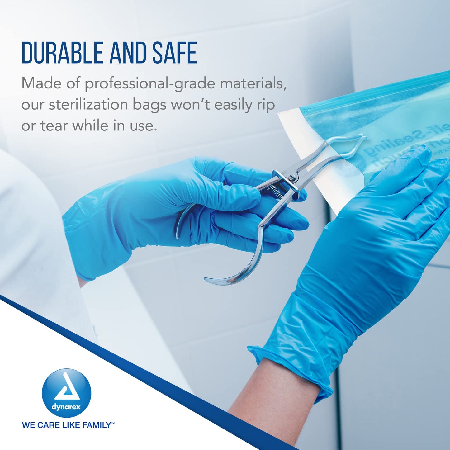 Dynarex Sterilization Pouches - Self-Sealing Autoclave Bags for Medical, Dental, Tattoo & Nail Care Tools - Blue-Tinted Transparent Cover, Dual Color Indicators (2.25" x 2.75", 200)