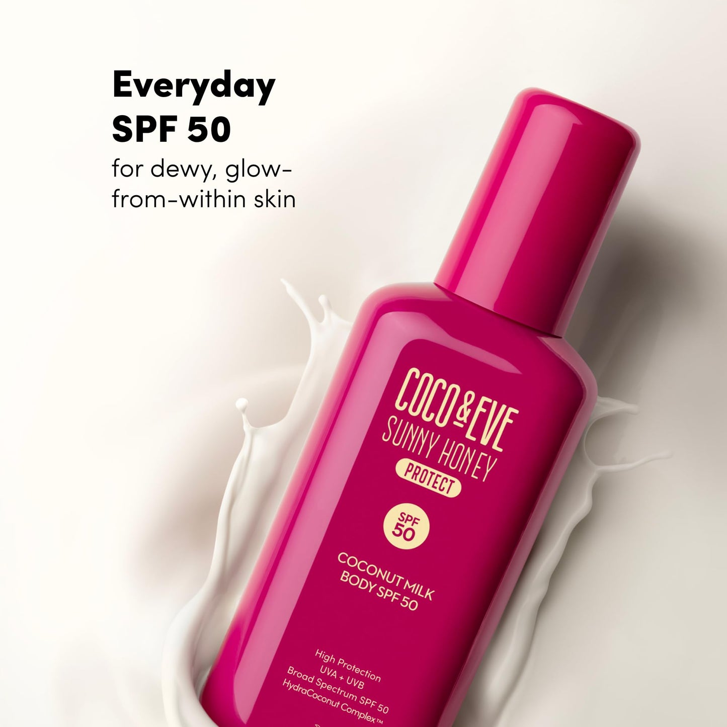 Coco & Eve Coconut Milk Body Sunscreen SPF 50 – Broad Spectrum UVA/UVB Sun Protection, Hydrating Daily Water-Based Lotion, Lightweight, Non-Greasy, Dermatologically Tested, 6.76 Fl Oz