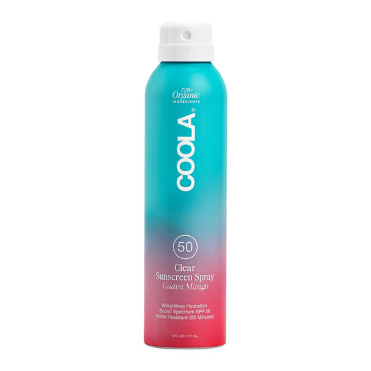COOLA Organic Sunscreen SPF 50 Sunblock Spray, Dermatologist Tested Skin Care for Daily Protection, Vegan and Gluten Free, Guava Mango
